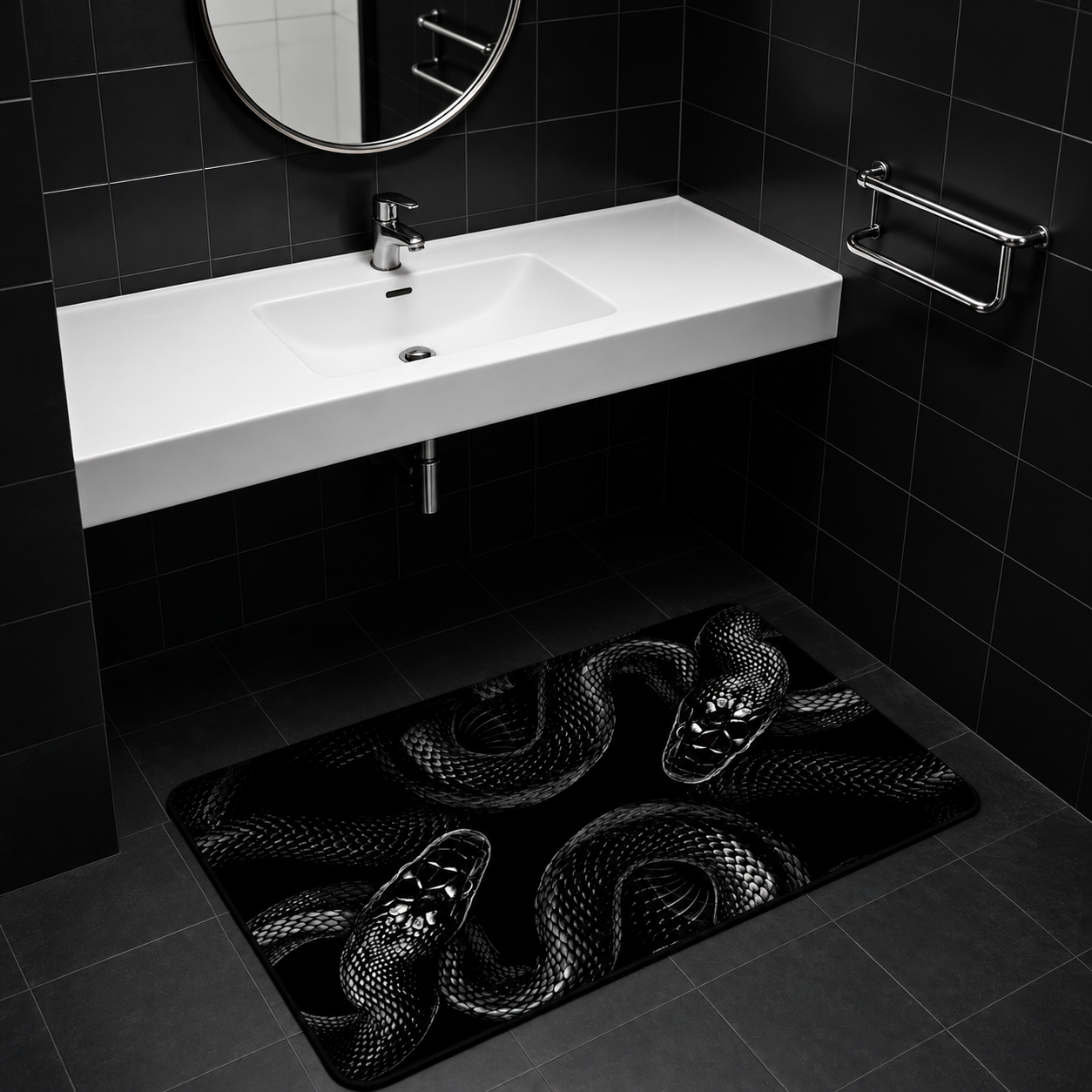 Gothic Black Snake Bath Mat