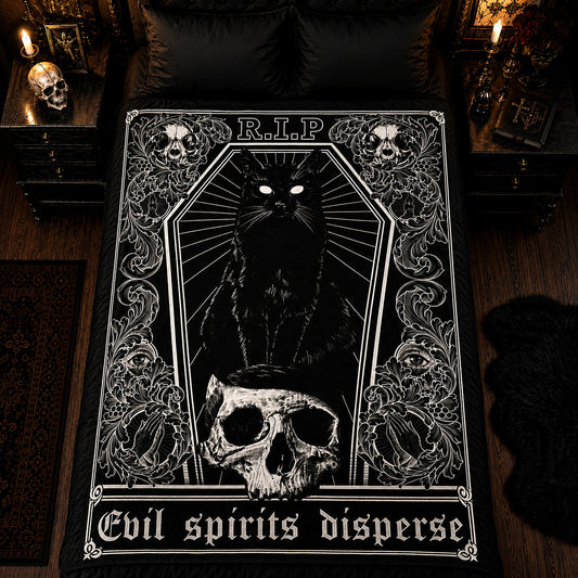 R.I.P Coffin Gothic Flannel Fleece Throw Blanket