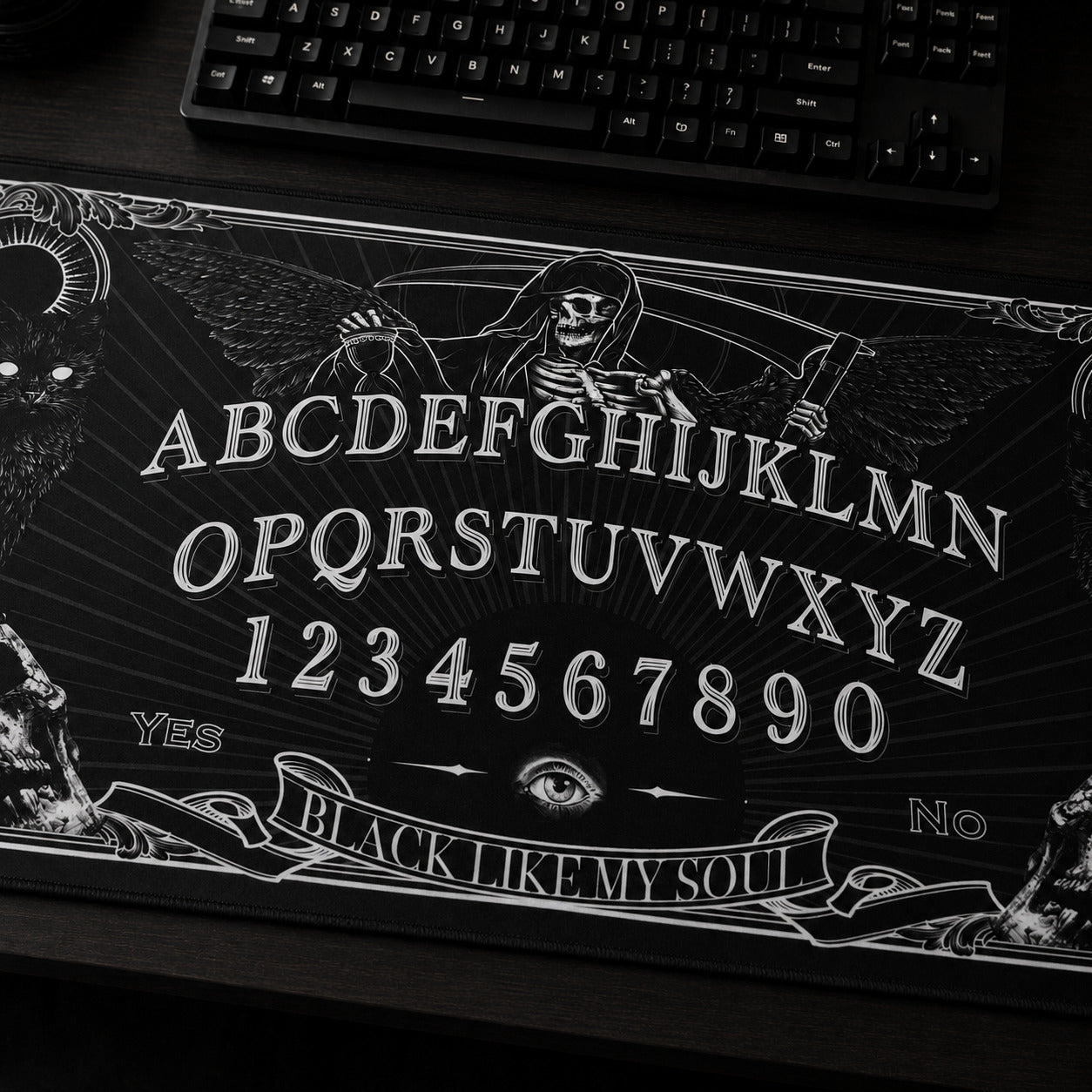 Gothic Black Cat Desk Mat