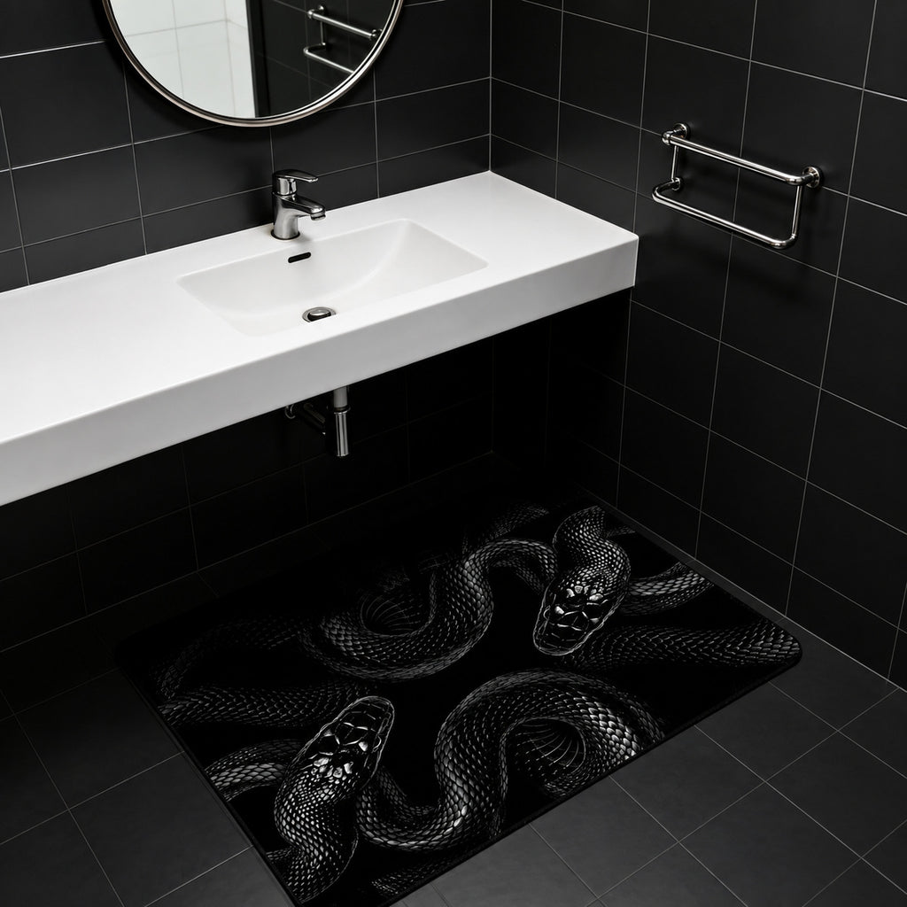 Two-Serpent Gothic Bath Mat