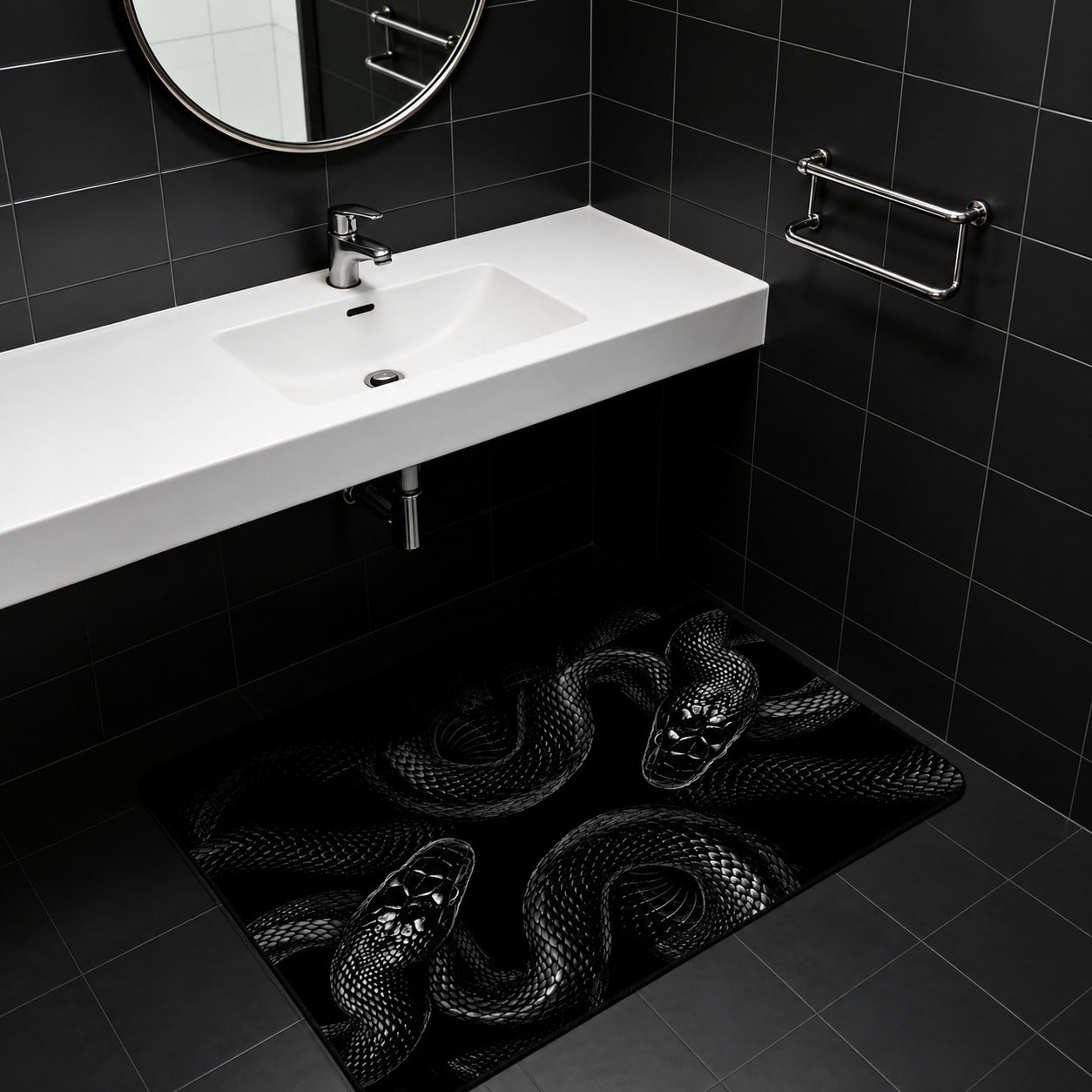 Two-Serpent Gothic Bath Mat