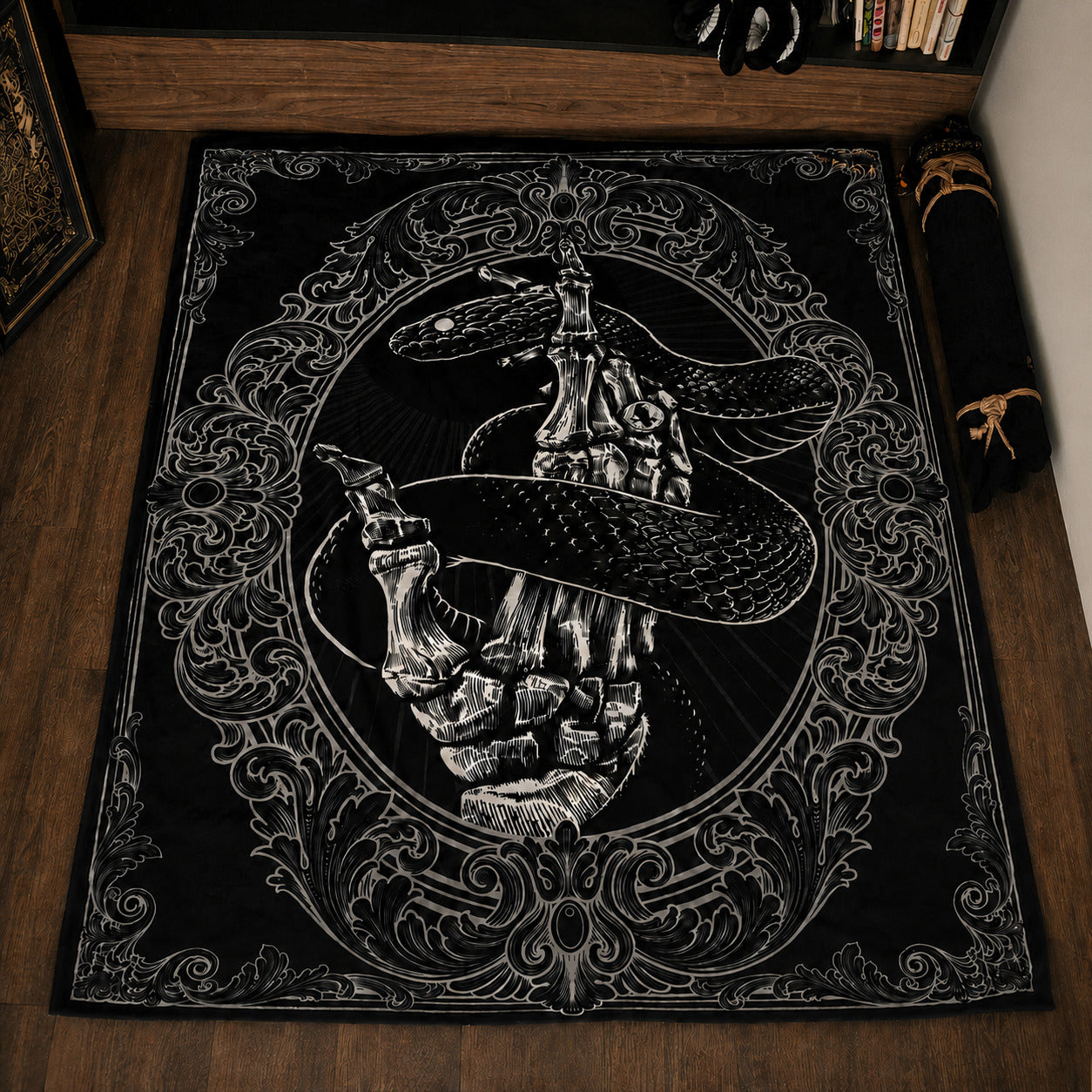 Gothic Snake Skeleton Hand Blanket