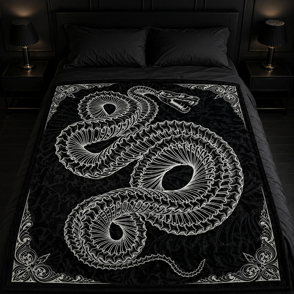Gothic Snake Skeleton Flannel Blanket