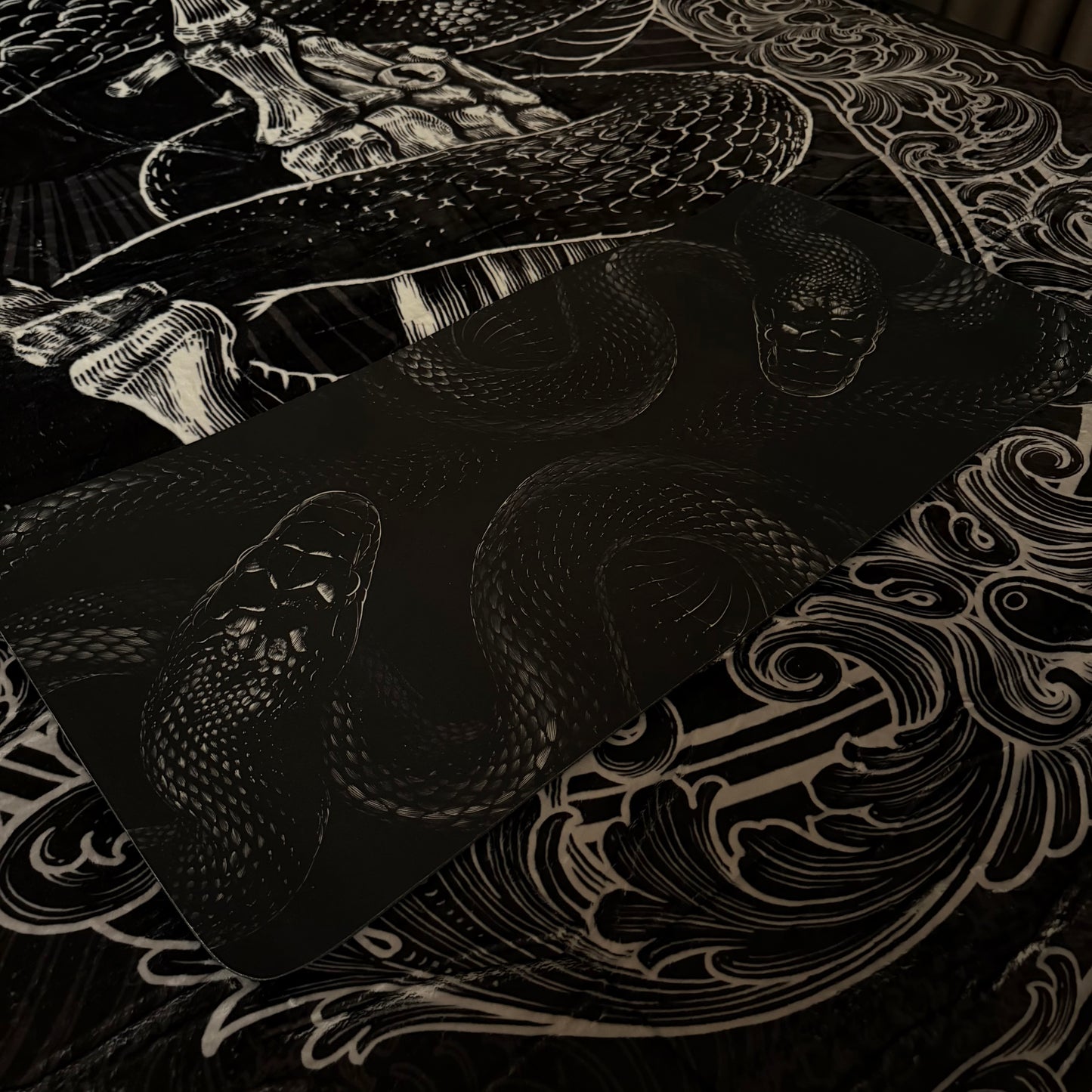 Two-Serpent Gothic Bath Mat