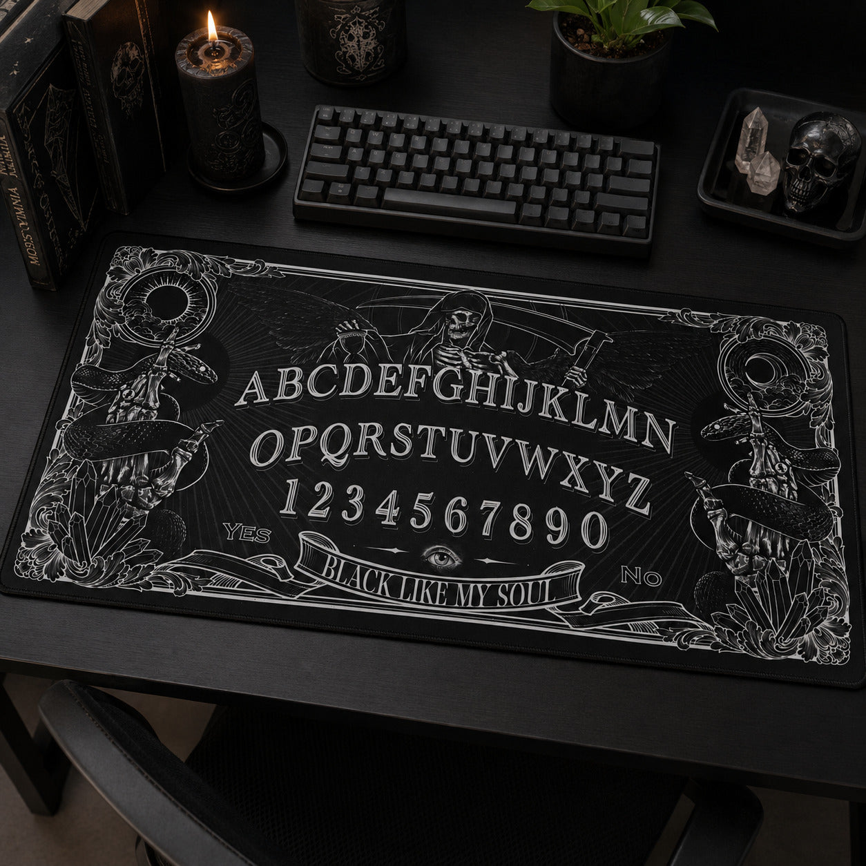 Gothic Snake Skeleton Hand Desk Mat