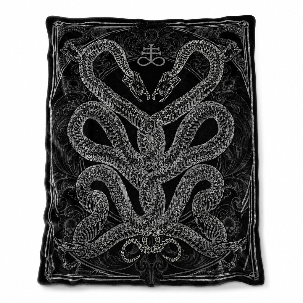 Gothic Snake Skeleton Flannel Blanket