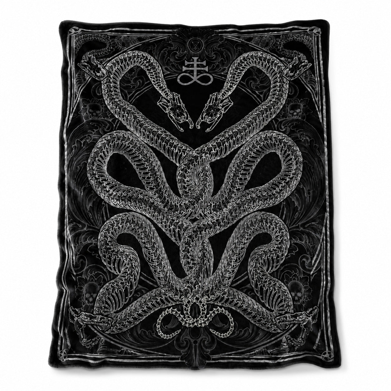 Gothic Snake Skeleton Flannel Blanket