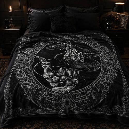 Gothic Snake Skeleton Hand Blanket
