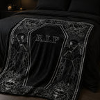 Gothic R.I.P Coffin Flannel Blanket