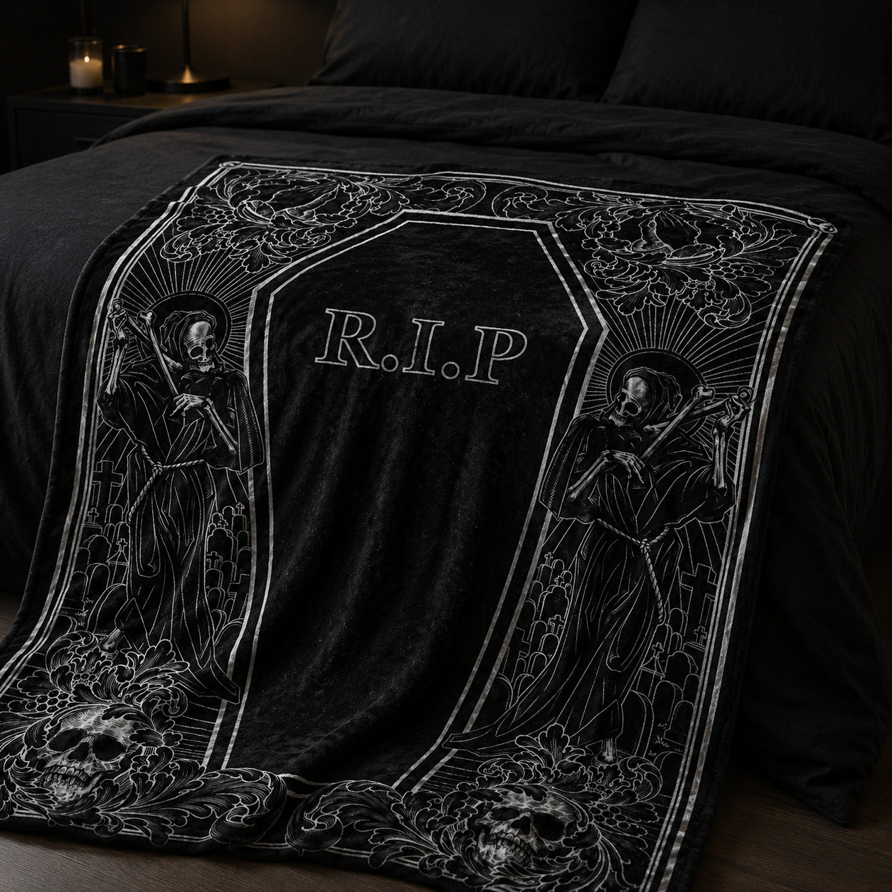 Gothic R.I.P Coffin Flannel Blanket