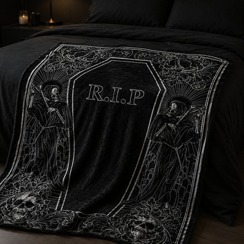 Gothic R.I.P Coffin Flannel Blanket