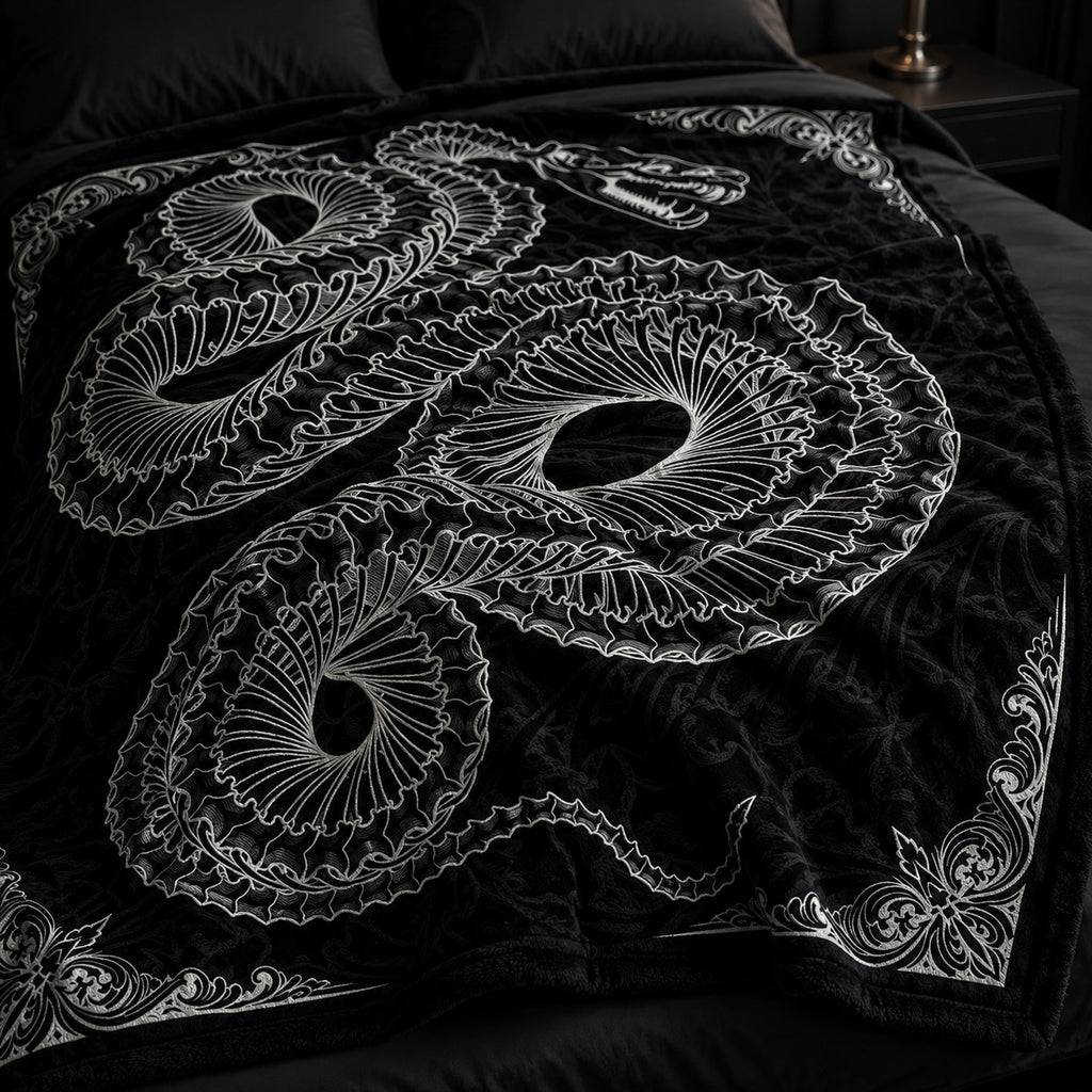 Gothic Snake Skeleton Flannel Blanket