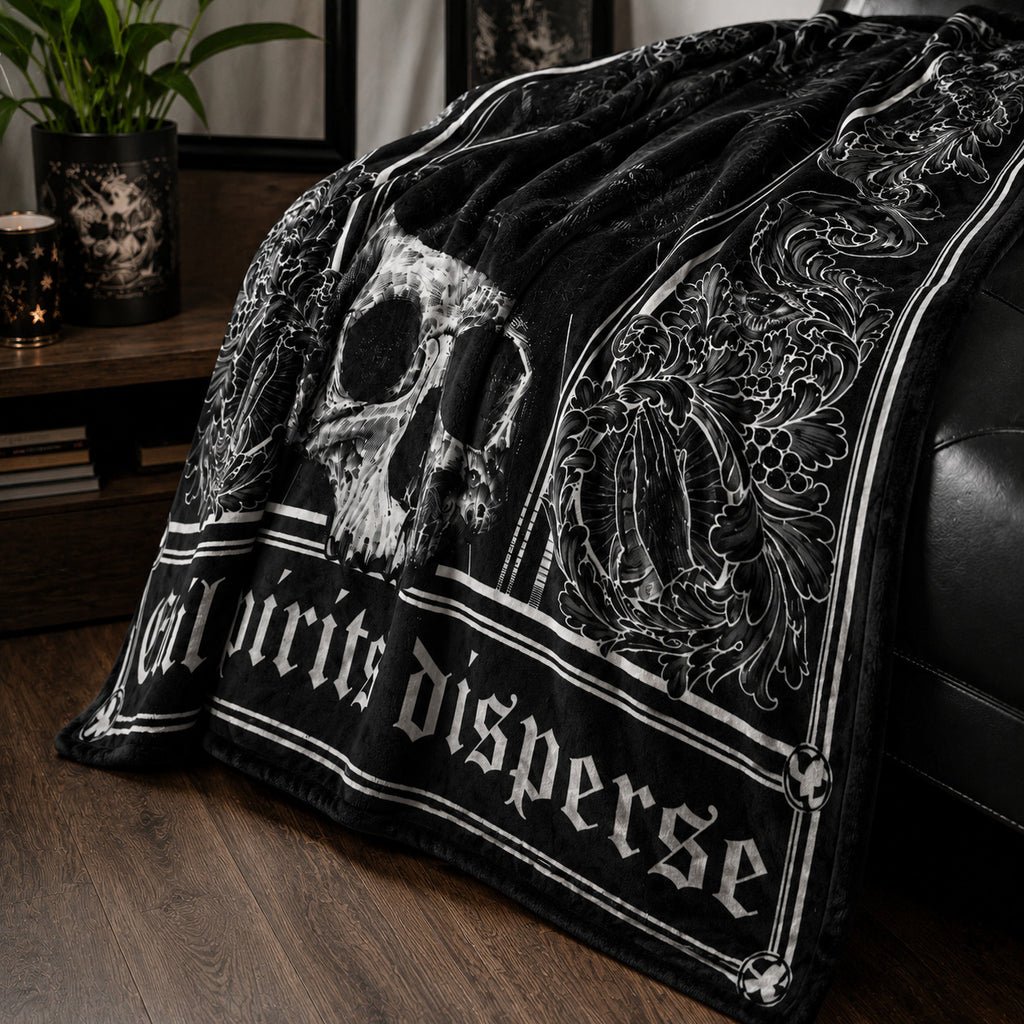 R.I.P Black Cat Gothic Blanket