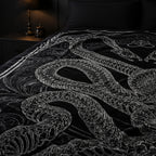 Gothic Snake Skeleton Flannel Blanket