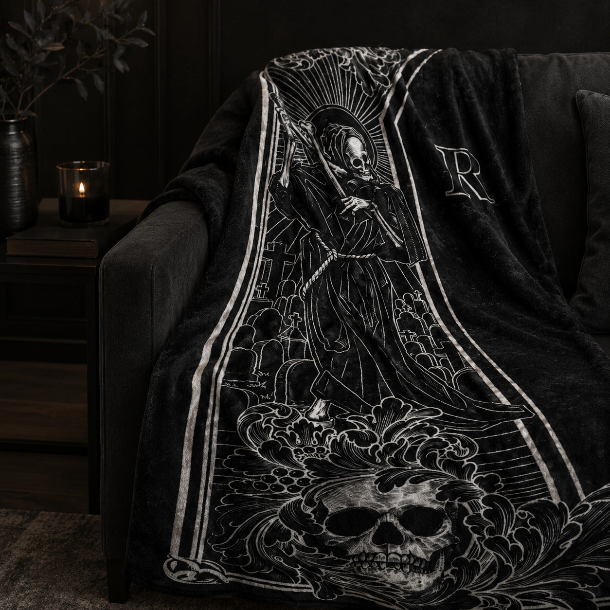 Gothic R.I.P Coffin Flannel Blanket