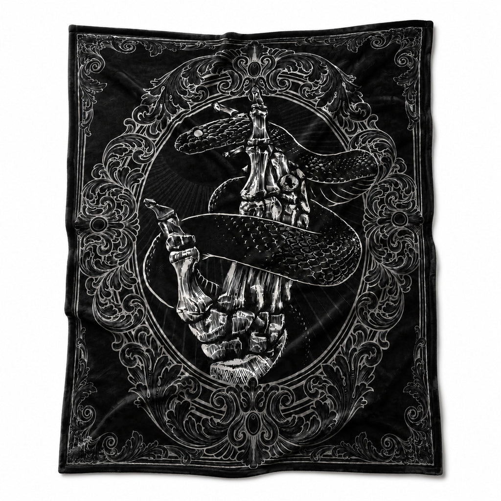 Gothic Snake Skeleton Hand Blanket