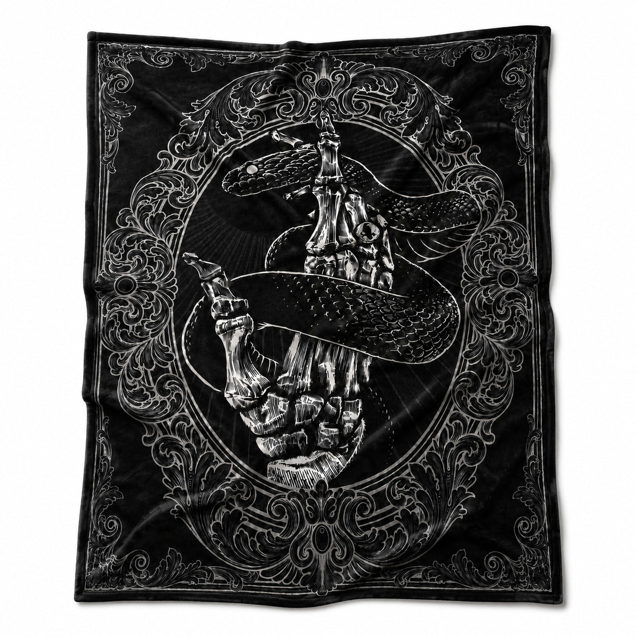 Gothic Snake Skeleton Hand Blanket