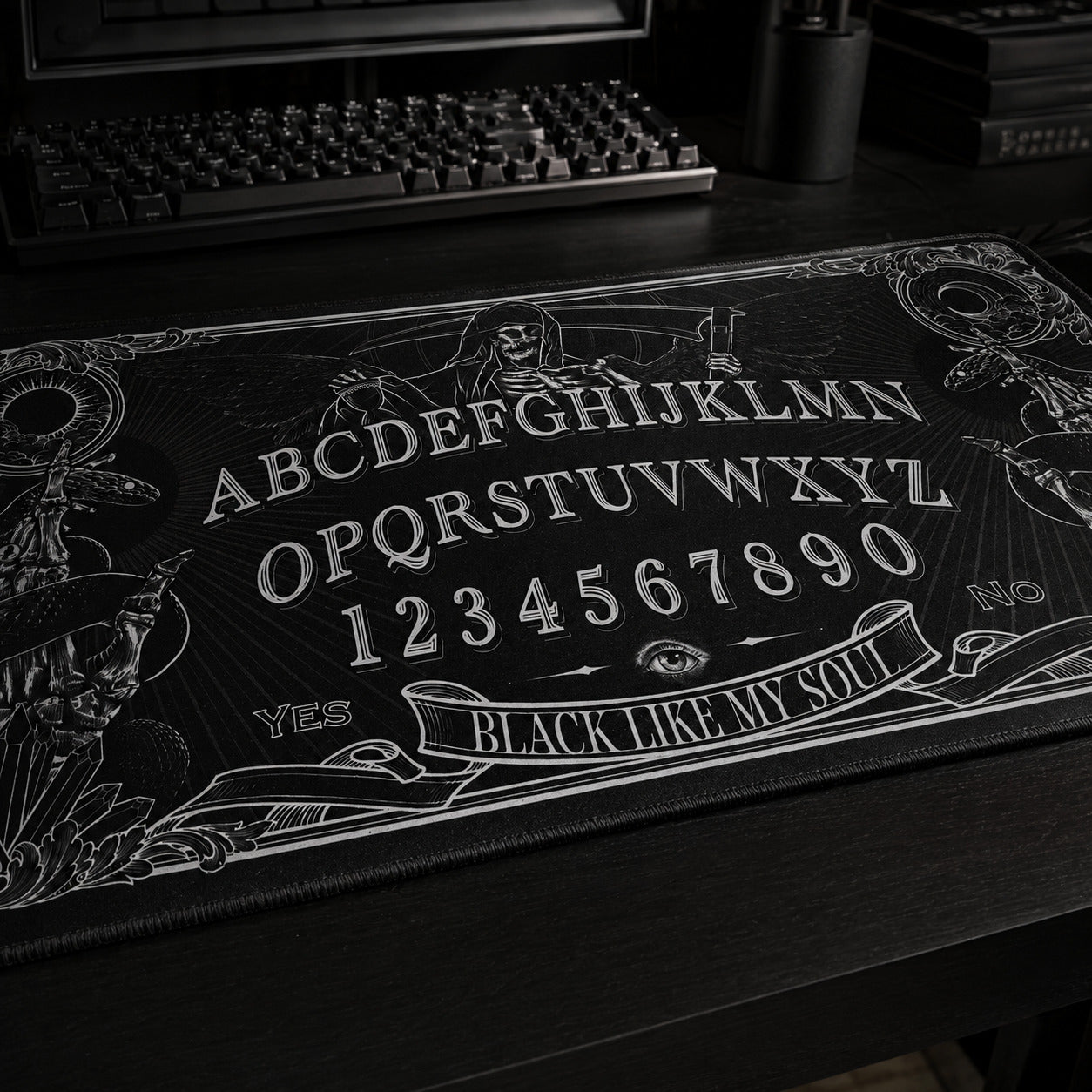 Gothic Snake Skeleton Hand Desk Mat