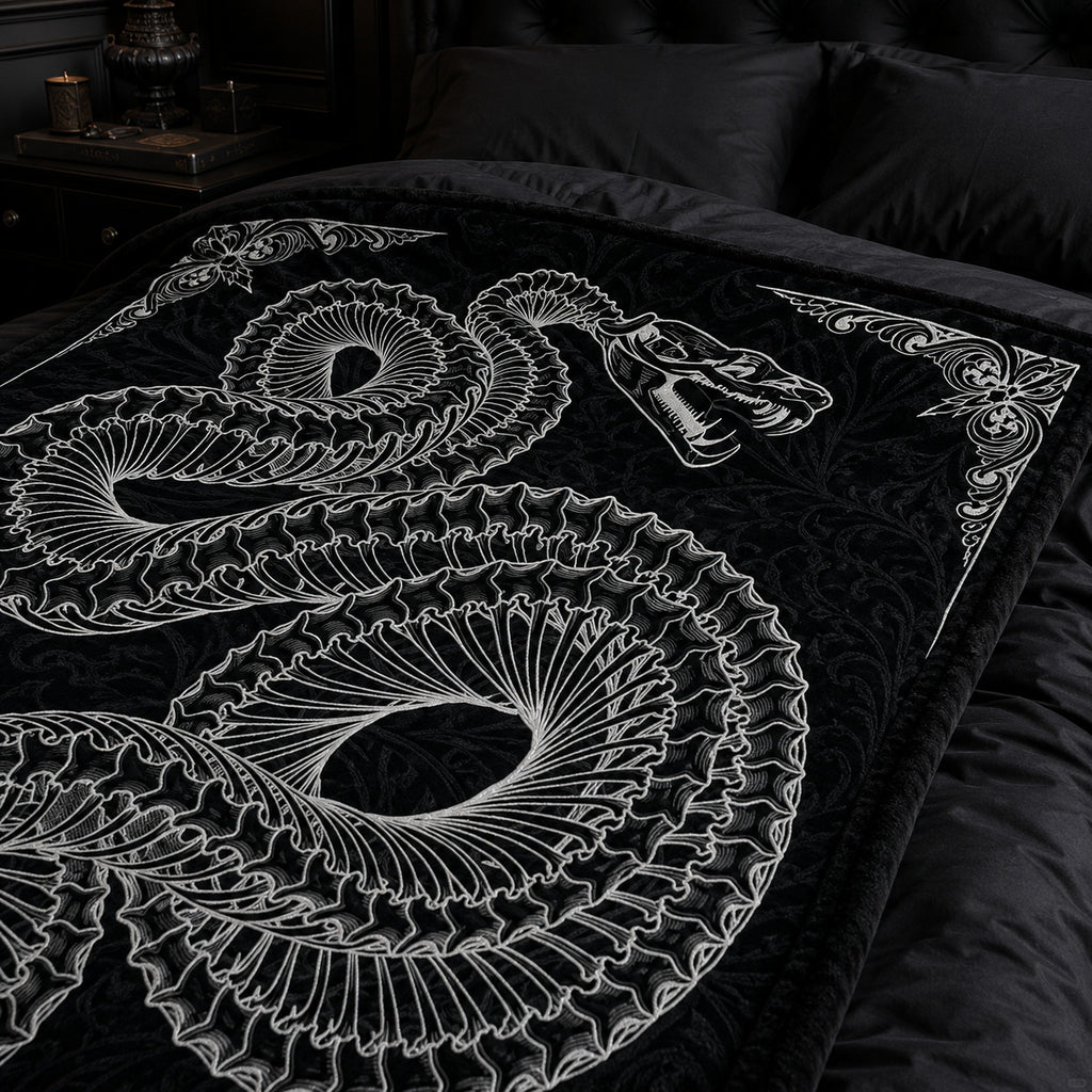 Gothic Snake Skeleton Flannel Blanket