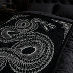 Gothic Snake Skeleton Flannel Blanket