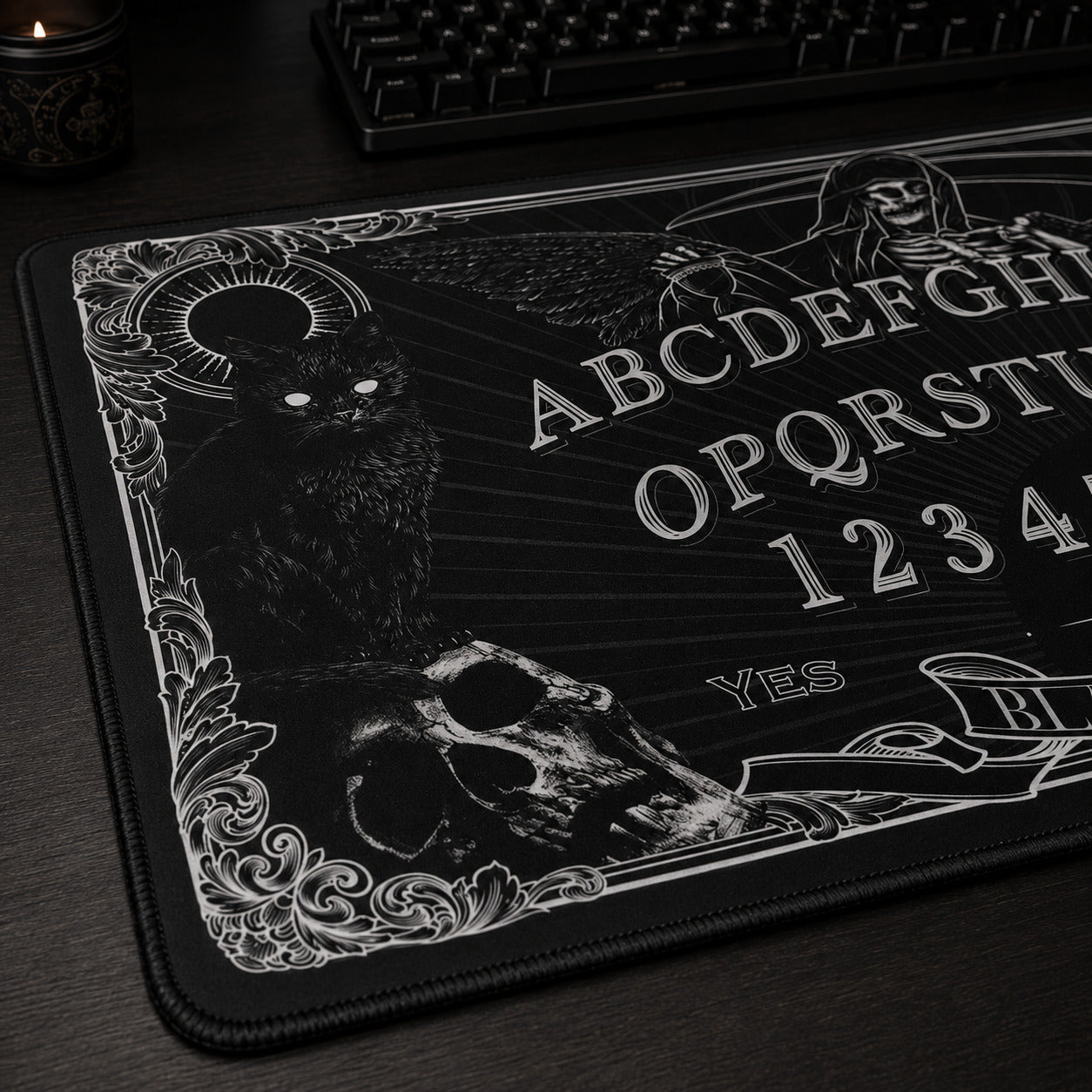 Gothic Black Cat Desk Mat