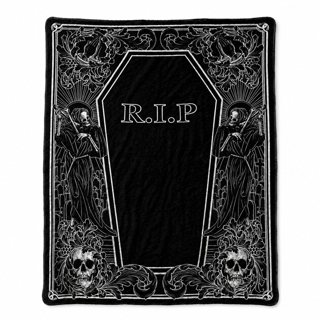 Gothic R.I.P Coffin Flannel Blanket
