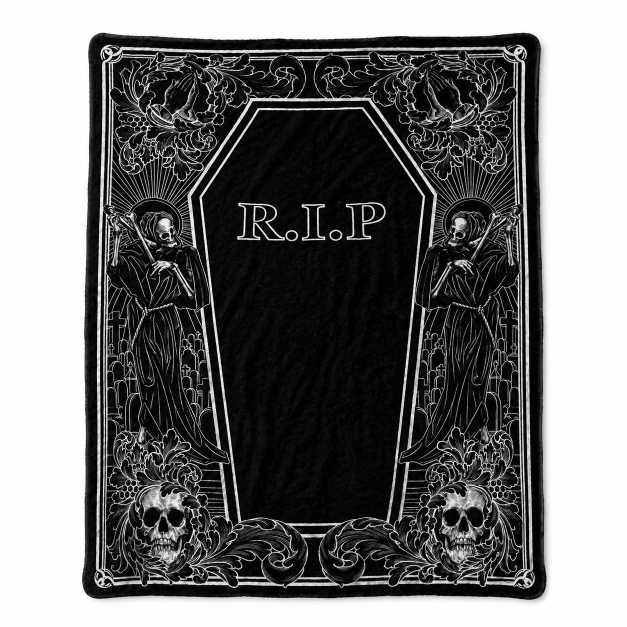 Gothic R.I.P Coffin Flannel Blanket
