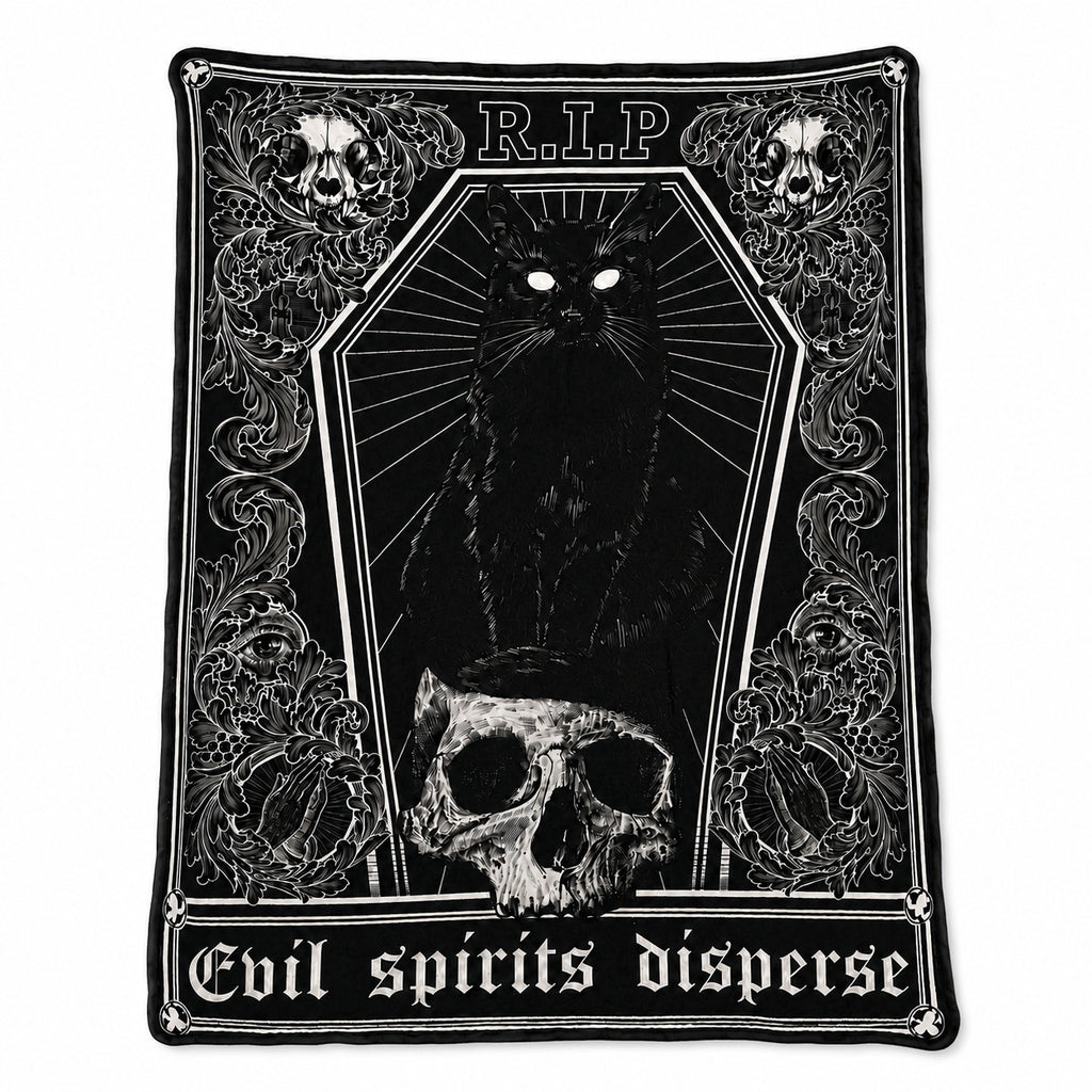 R.I.P Black Cat Gothic Blanket