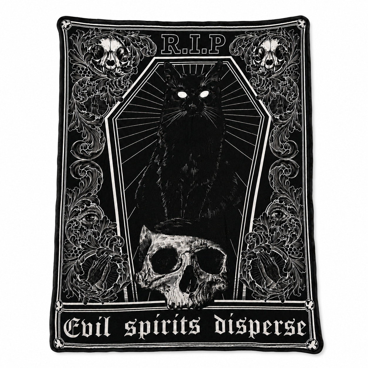 R.I.P Black Cat Gothic Blanket