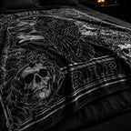 Gothic Crow R.I.P Flannel Blanket
