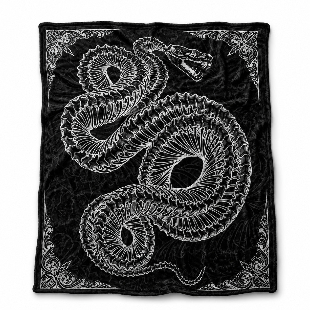 Gothic Snake Skeleton Flannel Blanket