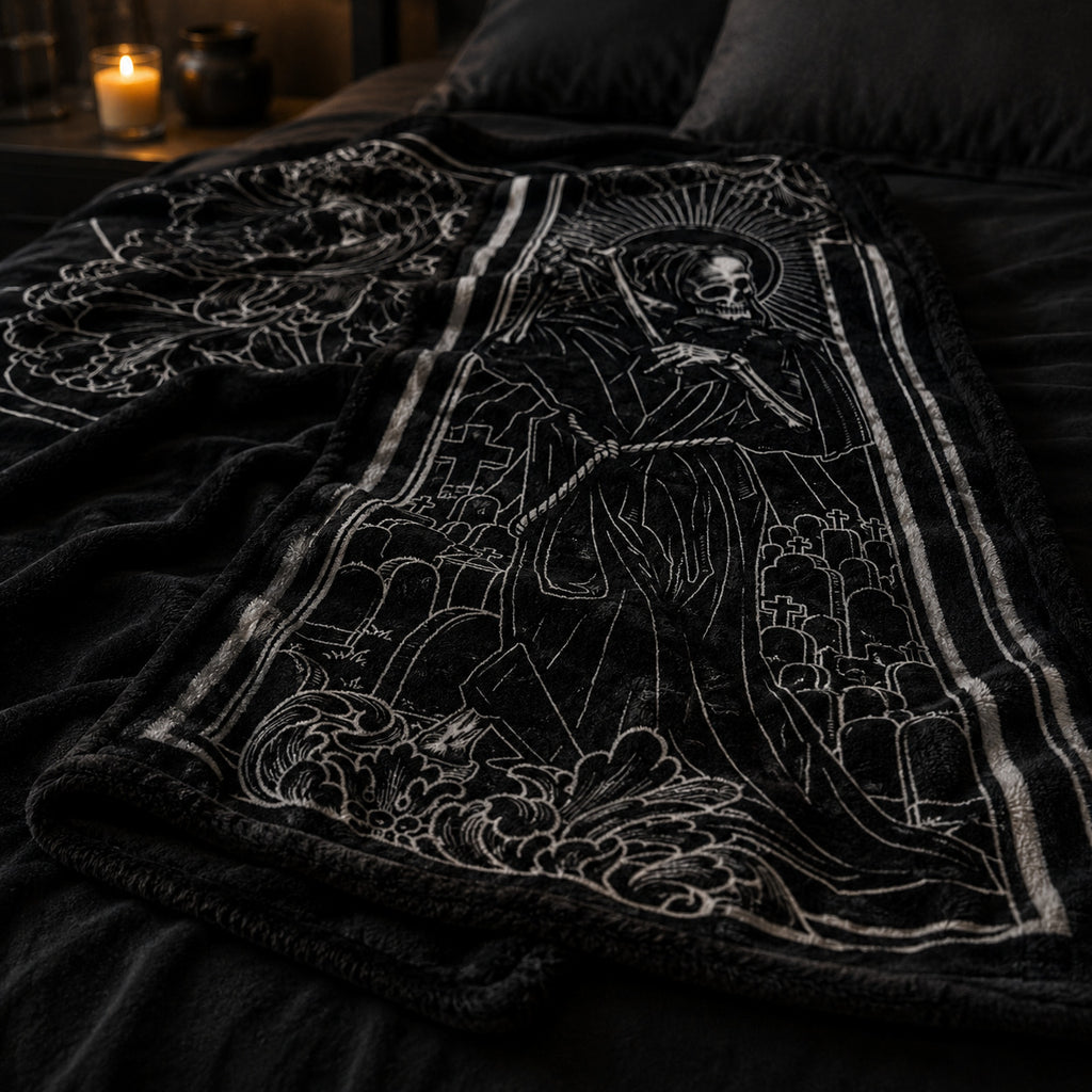Gothic R.I.P Coffin Flannel Blanket