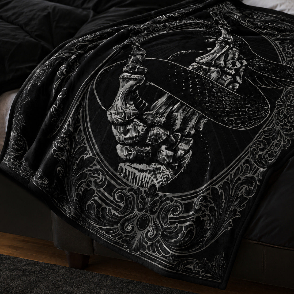Gothic Snake Skeleton Hand Blanket