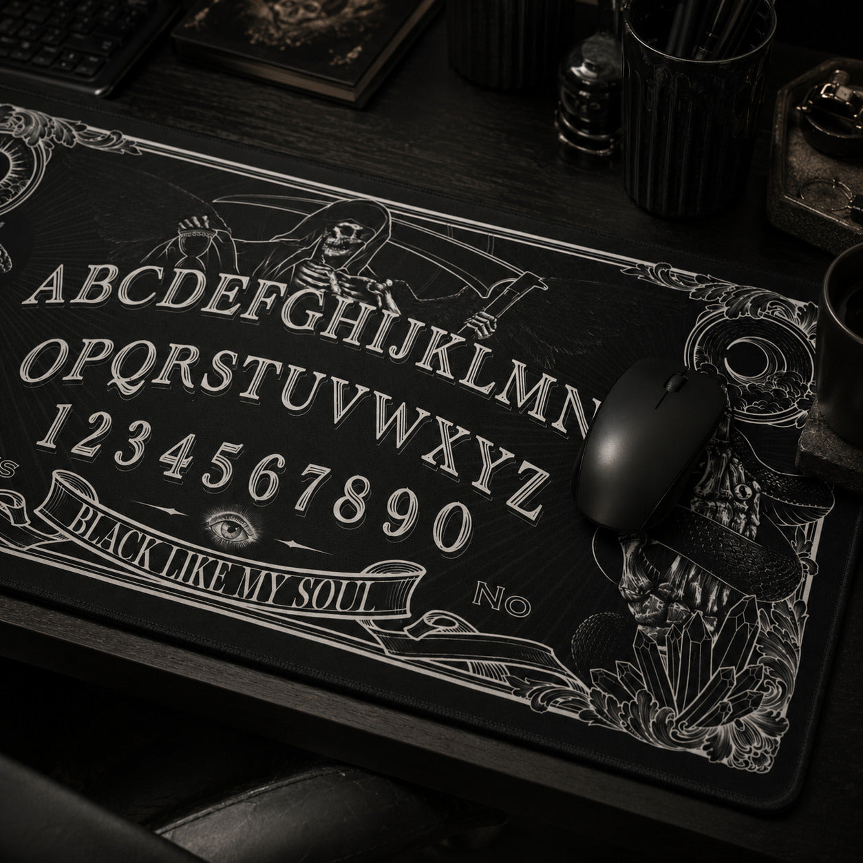 Gothic Snake Skeleton Hand Desk Mat