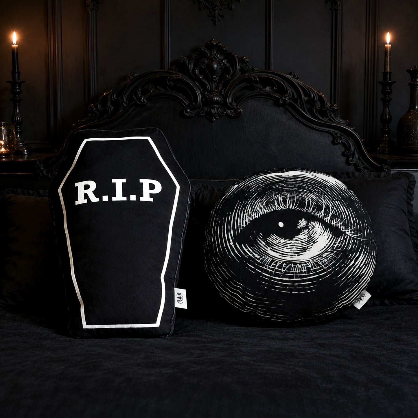 R.I.P Coffin & Mystic Eye Decorative Cushions