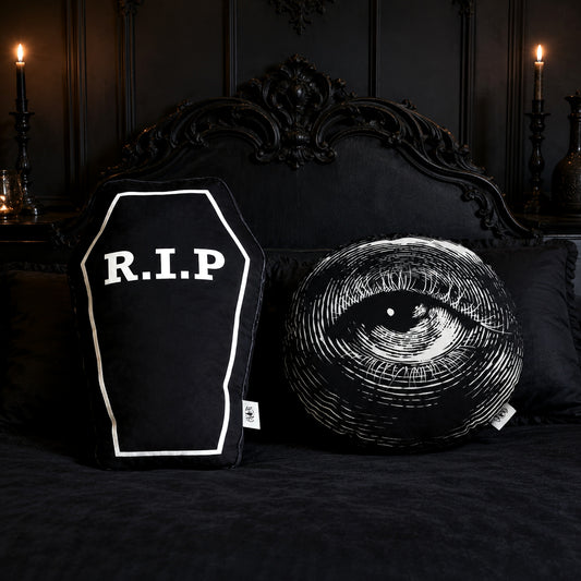 R.I.P Coffin & Mystic Eye Decorative Cushions