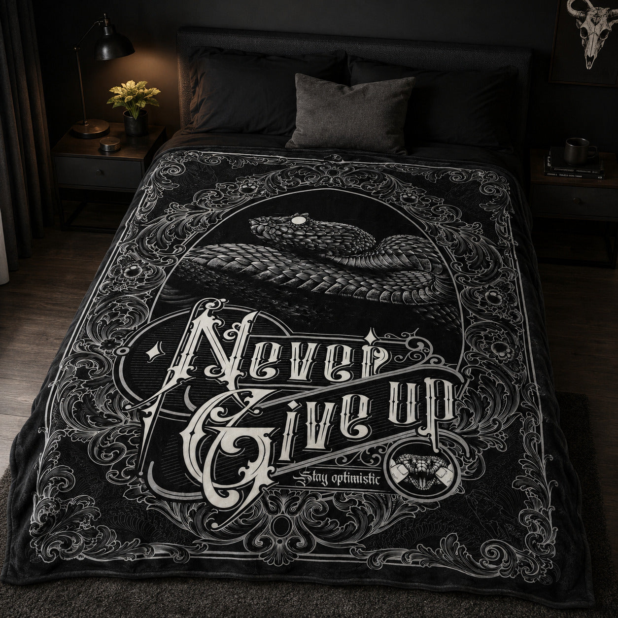 Never Give Up Gothic Snake Blanket
