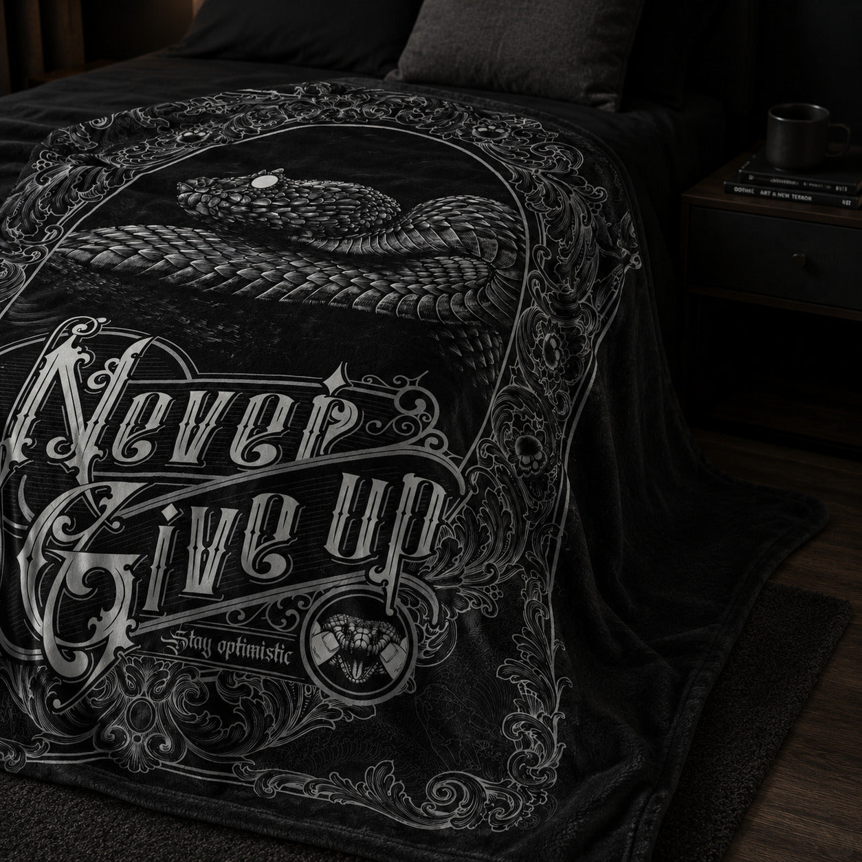Never Give Up Gothic Snake Blanket