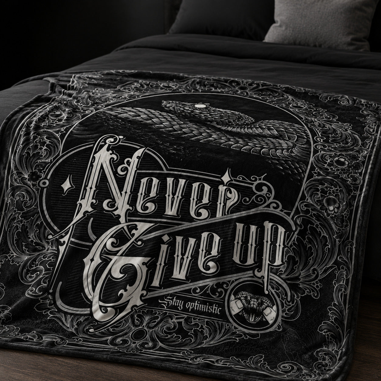 Never Give Up Gothic Snake Blanket