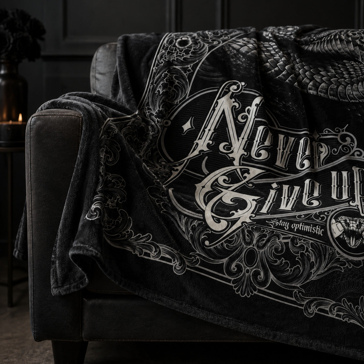Never Give Up Gothic Snake Blanket